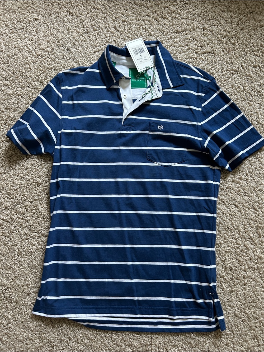 NWT Southern Tide Navy and White Striped Polosz Small